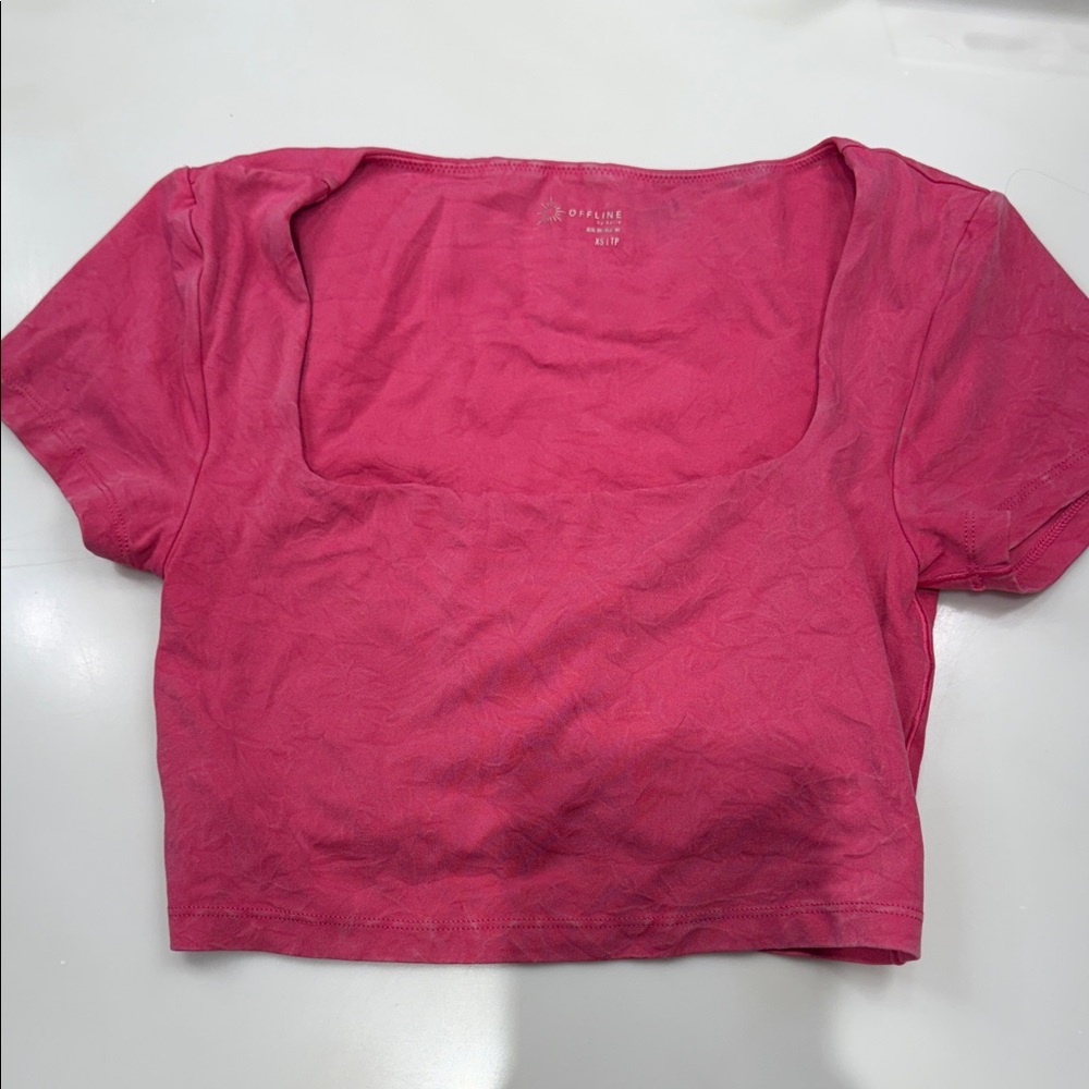 Aerie Pink Square Neck Crop Top